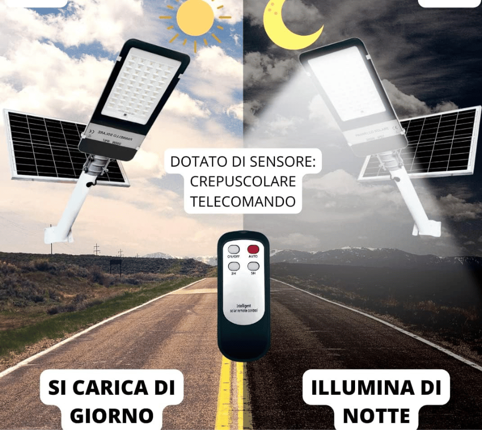 LAMPIONE FARO LED STRADALE 200W CON PANNELLO SOLARE STAFFA - Foto 12